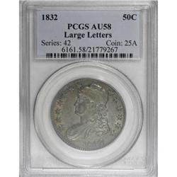 1832 50C Large Letters AU58 PCGS