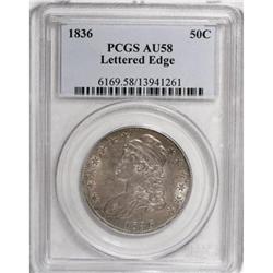 1836 50C Lettered Edge AU58 PCGS