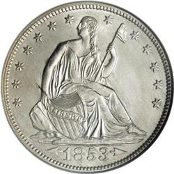 1853 50C Arrows and Rays MS63 NGC