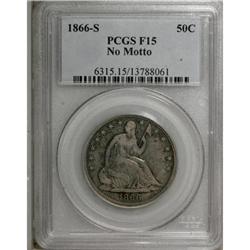 1866-S 50C No Motto Fine 15 PCGS