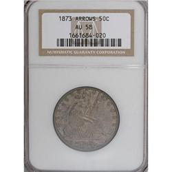 1873 50C Arrows AU58 NGC