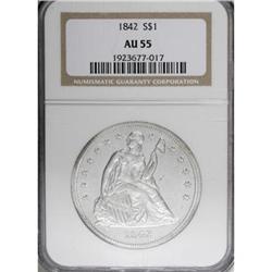 1842 $1 AU55 NGC
