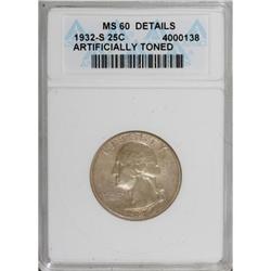 1932-S 25C--Artificially Toned--ANACS. MS60