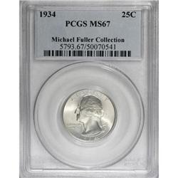 1934 25C Medium Motto MS67 PCGS