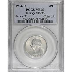 1934-D 25C Heavy Motto MS65 PCGS