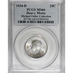 1934-D 25C Heavy Motto MS66 PCGS