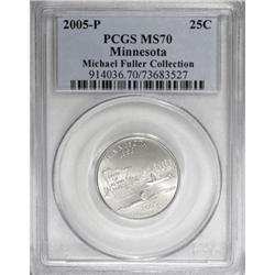 2005-P 25C Minnesota Satin MS70 PCGS