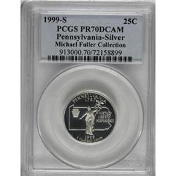 1999-S 25C Pennsylvania Silver PR70 Deep Cameo
