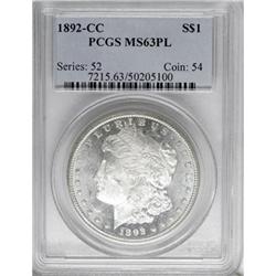 1892-CC $1 MS63 Prooflike PCGS