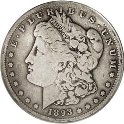 1893-S $1 VG8 Details ANACS