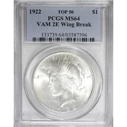 1922 $1 MS64 PCGS VAM-2E Top 50