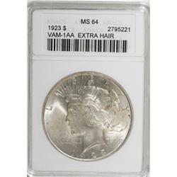 1923 $1 MS64 ANACS VAM-1AA Extra Hair