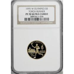 1995-W G$5 Olympic/Torch Runner Gold Five Dollar
