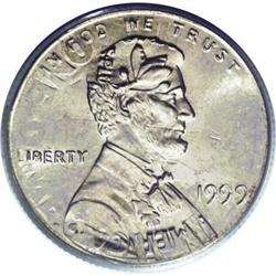 1999 1C on Struck 10C MS65 PCGS