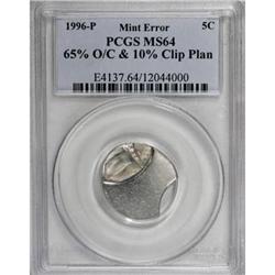 1996-P 5C Jefferson Nickel--65% Off Center and