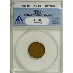 1863 1C Judd-299 AU50 Details ANACS