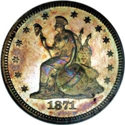 1871 25C Judd-1100 PR64 BN NGC
