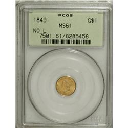 1849 G$1 No L MS61 PCGS