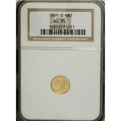 1851-C G$1 AU55 NGC
