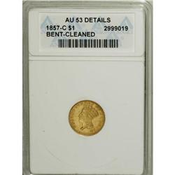 1857-C Gold $1 AU53 Details ANACS