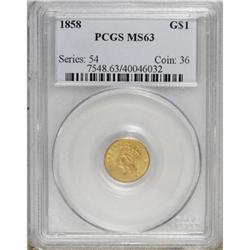 1858 G$1 MS63 PCGS
