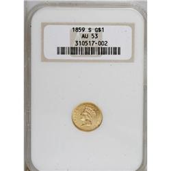 1859-S G$1 AU53 NGC