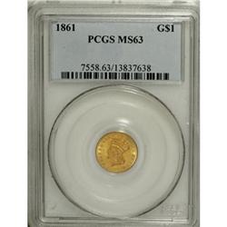 1861 G$1 MS63 PCGS