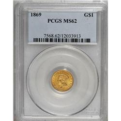 1869 G$1 MS62 PCGS