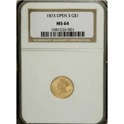 1873 G$1 Open 3 MS64 NGC