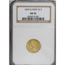 1834 $2 1/2 Classic AU55 NGC