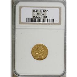 1839-O $2 1/2 XF40 NGC