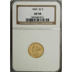 1843 $2 1/2 AU58 NGC