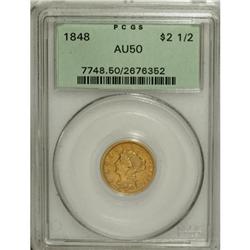 1848 $2 1/2 AU50 PCGS