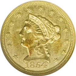1854-C $2 1/2 AU55 ANACS