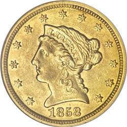 1858-C $2 1/2 AU50 ANACS