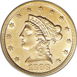 1868-S $2 1/2 AU58 PCGS