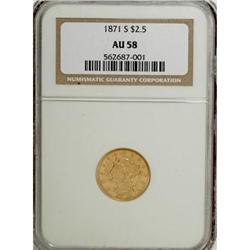 1871-S $2 1/2 AU58 NGC