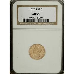 1872-S $2 1/2 AU55 NGC
