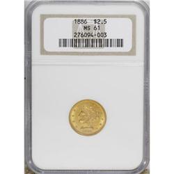 1886 $2 1/2 MS61 NGC