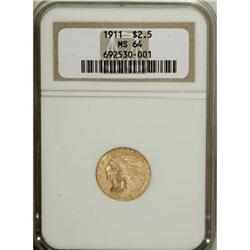 1911 $2 1/2 MS64 NGC