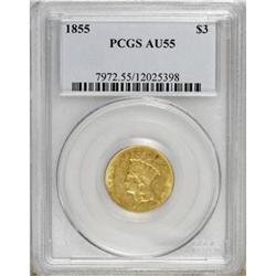 1855 $3 AU55 PCGS