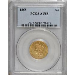 1855 $3 AU58 PCGS