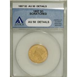 1857 $3 AU50 Details ANACS