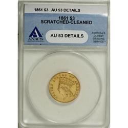 1861 $3 AU53 Details ANACS