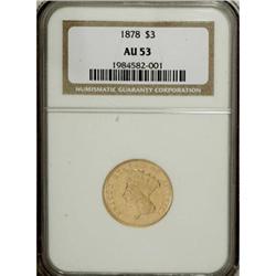 1878 $3 AU53 NGC