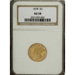 1878 $3 AU58 NGC
