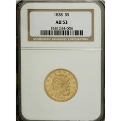 1838 $5 AU53 NGC