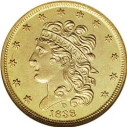 1838-D[$5]--Cleaned--ANACS. MS60 Details. M-1A, R.3.Alt