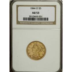 1844-O $5 AU53 NGC