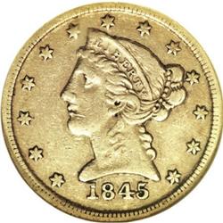 1845-D $5 XF45 NGC